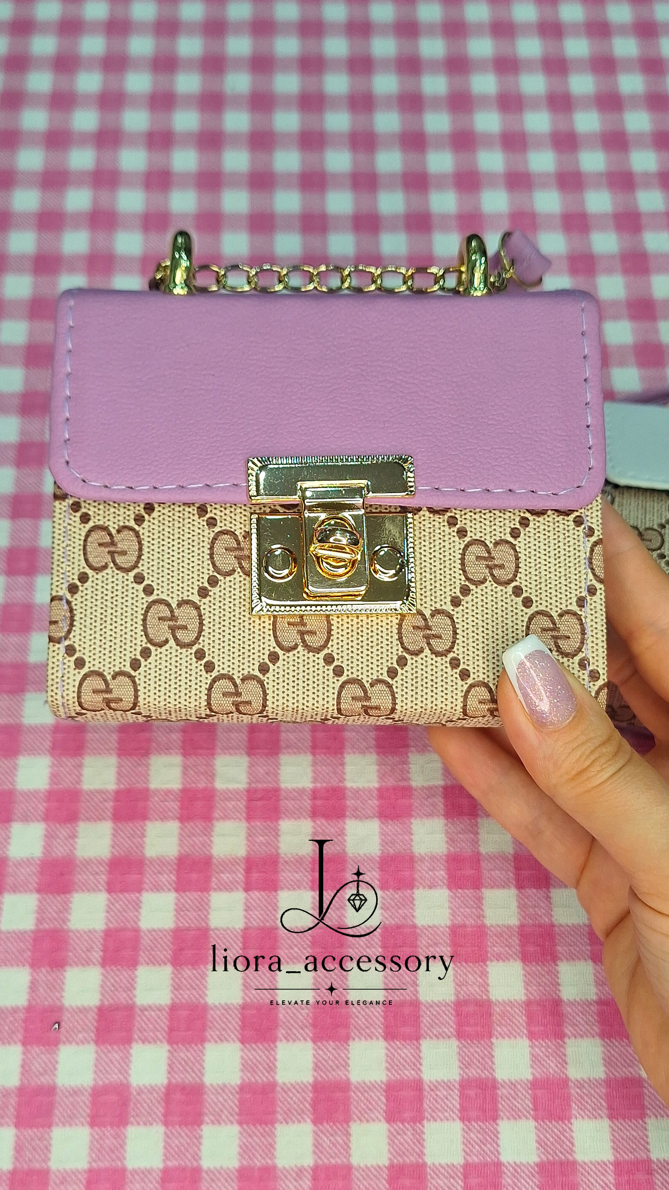 کیف دستی و دوشی طرح مونوگرام با درِ یاسی