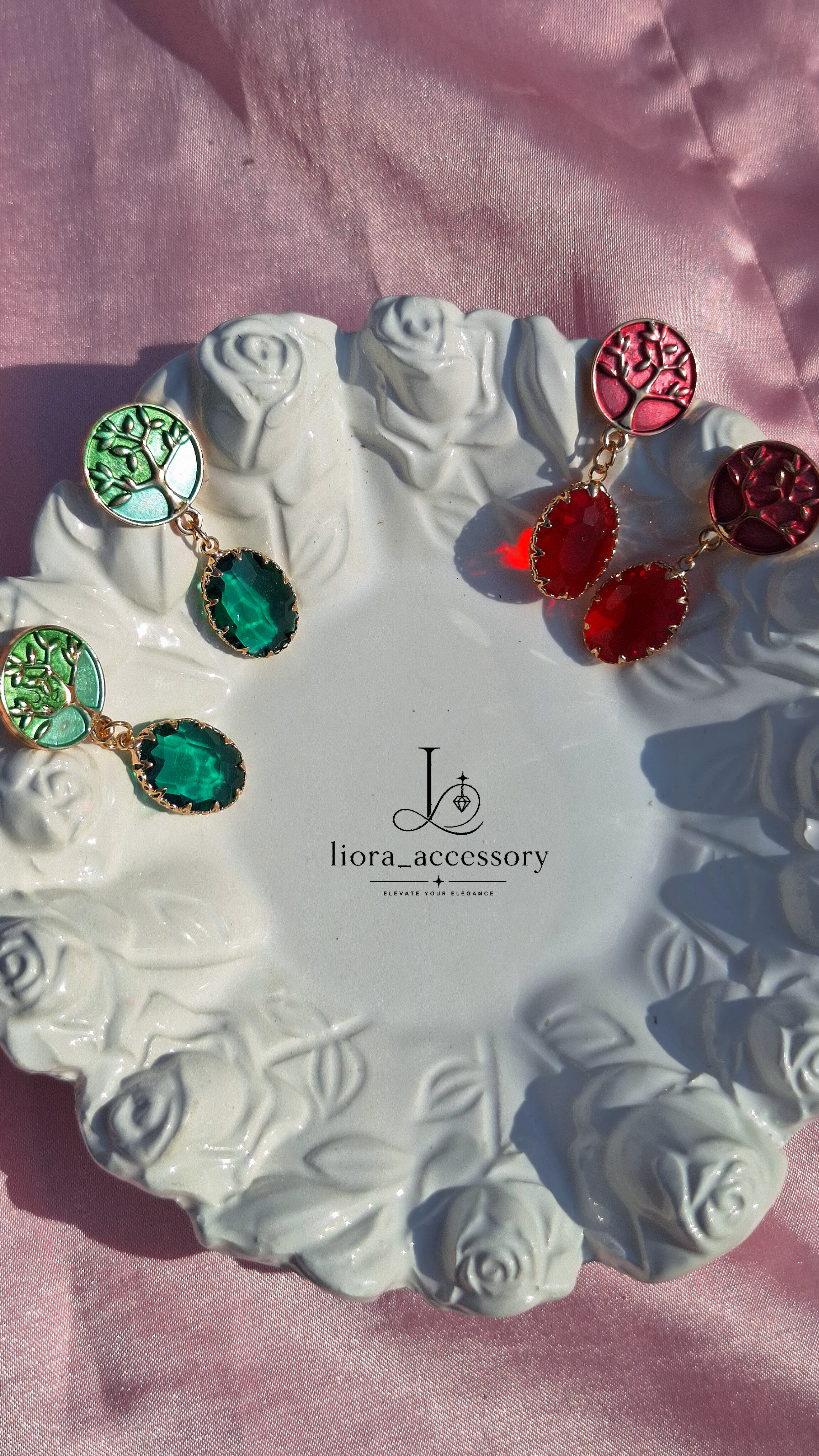 گوشواره آویز درخت زندگی (مدل قرمز و سبز)